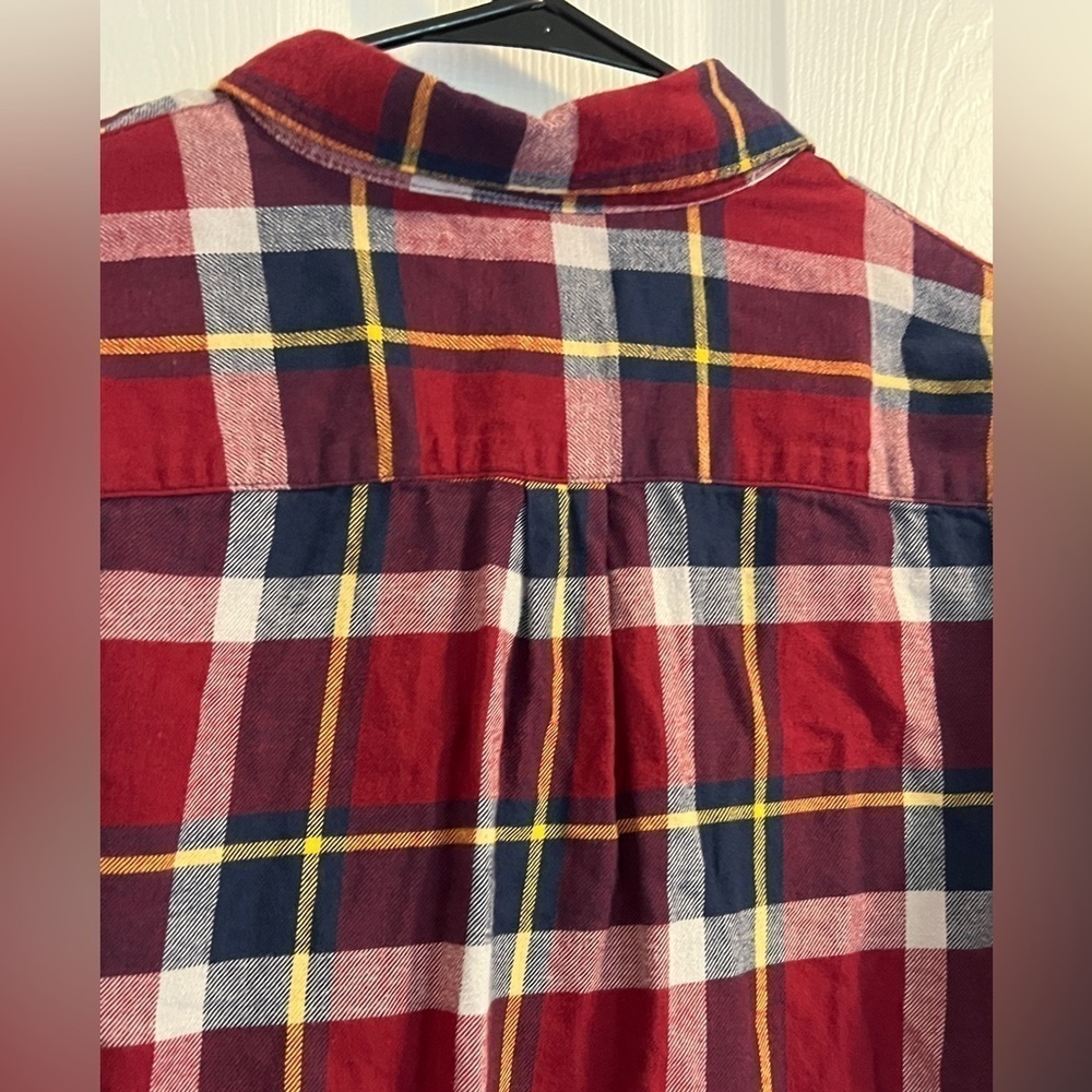 Chaps Performance Men’s Classic Fit Flannel Long Sleeve Shirt Red Blue - Picture 7 of 8